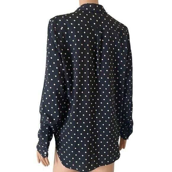 Kut from the Cloth black/white polka dot full button up chest pockets SZ M - Picture 7 of 12